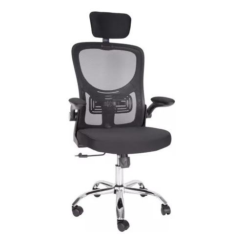 Silla Pc Escritorio Tela Mesh Apoya Brazo Rebatible Negra