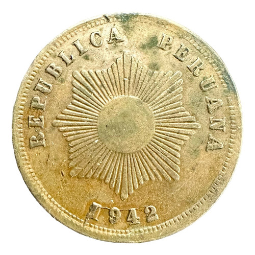 Peru - 2 Centavos - Año 1942 - Km #212 - Sol - Cobre