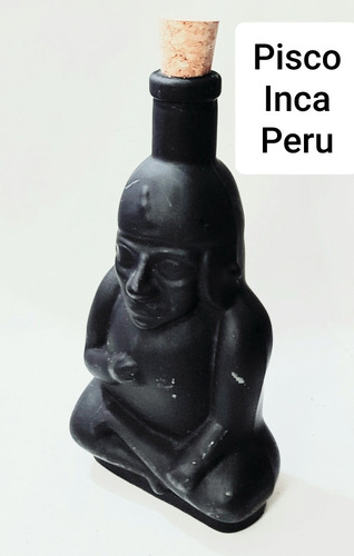 Botella Negra Pisco Inca Peru De 250 Cc. Vacía De Colección.