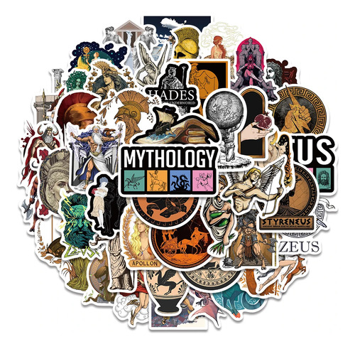 Set 50 Stickers Mitologia Heroes Musas Collage Manualidades
