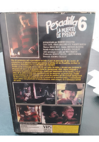 Pesadilla 6-la Muerte De Freddy-rachel Talalay-original-vhs (Usado)