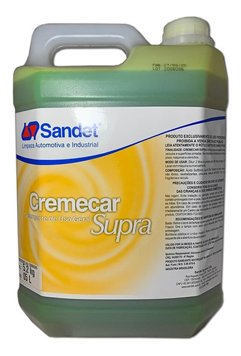 Detergente Cremecar Supra 5,0l Sandet Original C Nota *