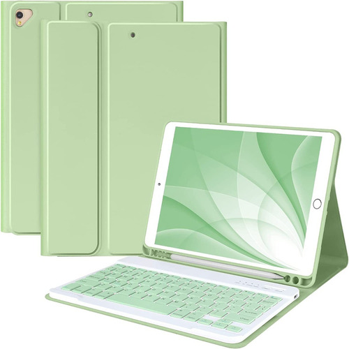 Capa Book + Teclado Para Apple iPad 7 8 9 Tela 10.2 - Verde