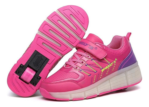 Zapatillas Wheelys Con Luces Y Rueda Rosa