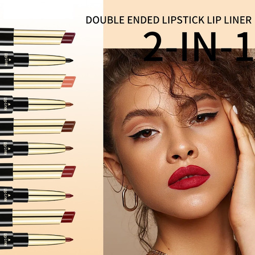 Barra De Labios Antiadherente 2 En 1 Lipstick Lip Liner