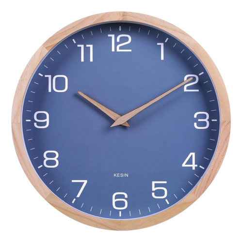 Kesin Reloj De Pared De Madera Azul De 12 Pulgadas, Silencio
