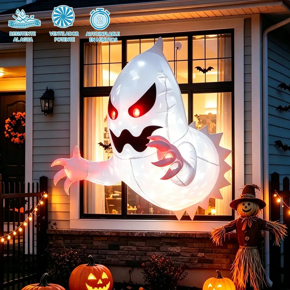 Inflable De Halloween Fantasma 100cm Con Luz Led,Inflables Halloween para Decoraciones inflables de Halloween