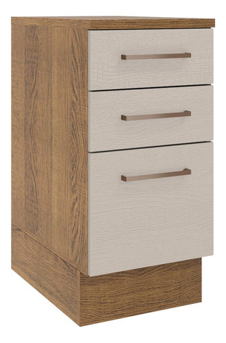 Balcão 40 Cm 3 Gavetas Rustic/crema Agata Madesa