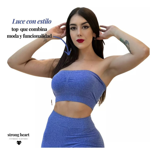 Top Bralette+ Leggin Push Up (color Azul Marino, Tela Suave)