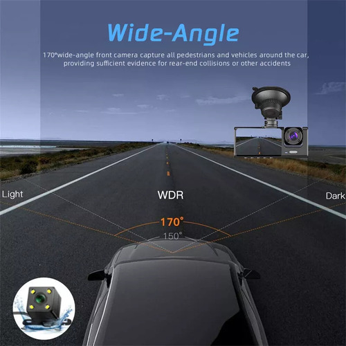 Cámara Para Automovil Accesorio Dashcamera Hd1080p 3pantalla