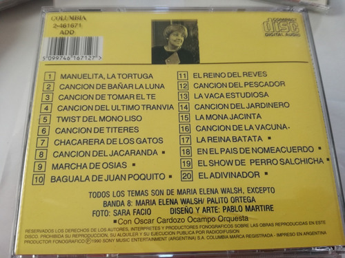 Maria Elena Walsh 20 Grandes Exitos / Remasterizado - Cd