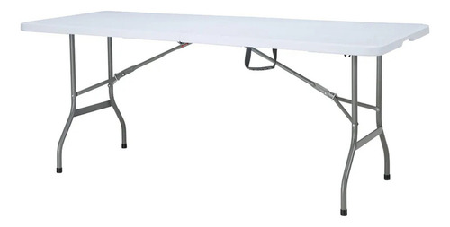 Kit Mesa E Banco Dobrável Maleta Picnic Camping 1,80m Ntk Cor Branco
