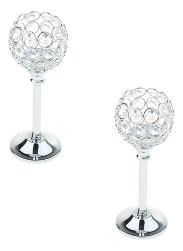 2xsilver 21.5cm Mosaico Cristal Candelero Soporte De