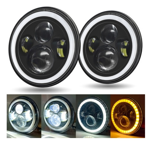 * Par 7 H4 Faros De Led Drl Ojos Ángel Wrangler Jeep Vocho