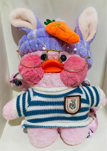 Peluche Pato Lalafanfan Con Cartera Anteojos Vincha Remera 