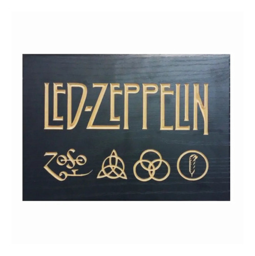Quadro Entalhado Em Madeira - Led Zeppelin - Rock & Roll