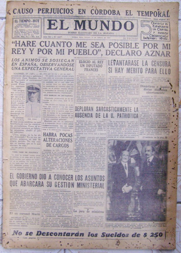 El Mundo Nº 1007 * 20 De Febrero De 1931 * Diario Ilustrado