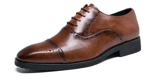 Zapatos De Cuero Oxford Brogue Para Hombre Con Cordones