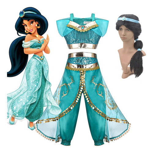 Set De Cosplay De La Princesa Jasmine Para Niña De Aladdin