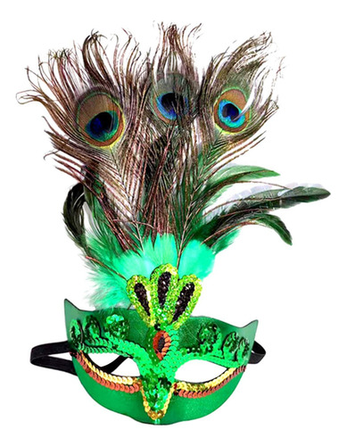 W Disfraz De Máscara De Plumas De Pavo Real Para Halloween Y