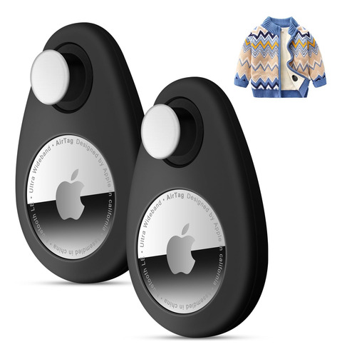 2 Soporte Para Airtag Niño Oculto Funda Rastreador Gps Negro