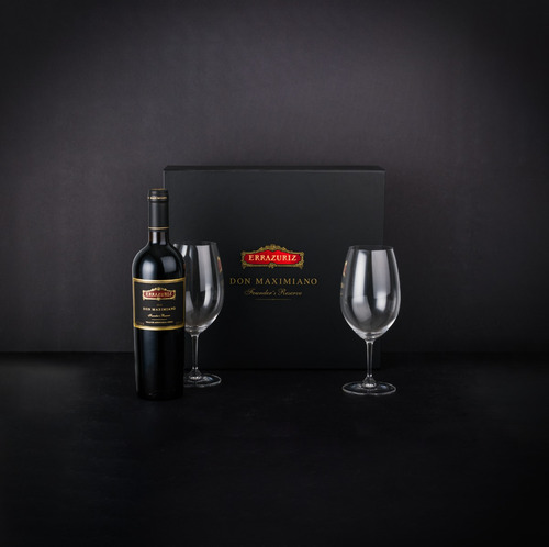 Pack Vino Icono Errazuriz Don Maximiano + 2 Copas Riedel