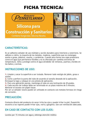 Silicona Neutra Sellador Vidrios Baños Uso Gral