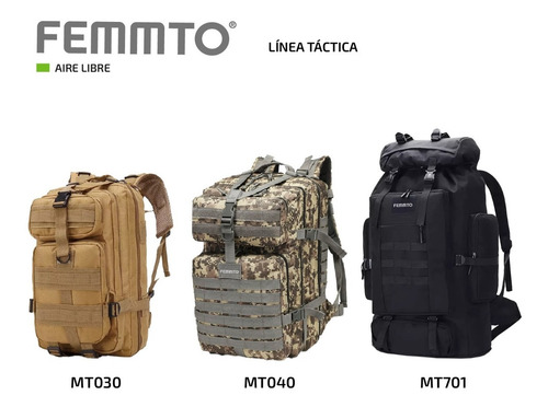 Imagen 7 de 9 de Mochila Tactica Femmto De 40 Litros Camping Mochilero Viaje