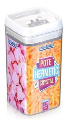 Pote Bolacha Hermético De 2,3 Litro Quadrado Acrílico Trava Cor Transparente
