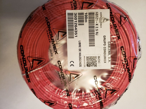 Cable Libre Halógenos H07z1-k 2,5 Mm2 Rojo Rollo 100 Mts