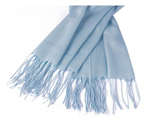 Bufanda pashmina, chal liso, a la moda, color azul claro, talla única