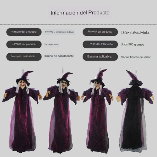 Luz Led Y Sonido Decoración De Brujas De Halloween 1,65 M.