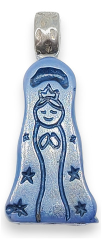 Dije Plata Resina Virgen Porfi Chica Azul