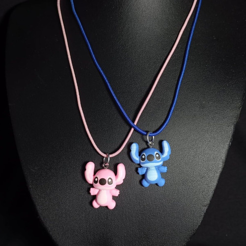 Colares Best Friend Lilo Stitch Angel Disney Azul Rosa Cor Azul E Rosa