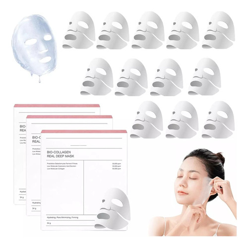 ! Máscara Facial, Máscaras Faciais De Colágeno, Máscara De