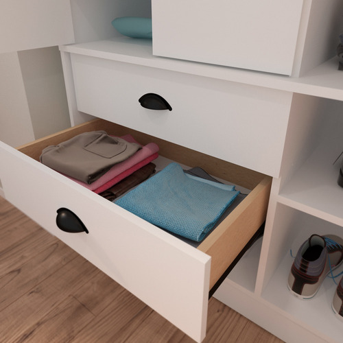 Imagen 8 de 8 de Placard Melamina Ropero Libe 5 Estantes 3 Puertas 2 Cajones Color Blanco