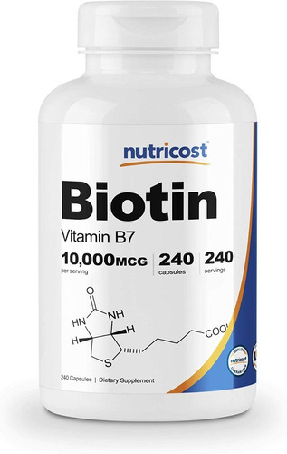 Biotina 10,000mcg 240 Capsulas Cabello Uñas Piel Eg B4