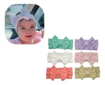 Comprar 6 Tiaras Turbantes Tela Licra Bebe Niña 0 A 6 M. Bandas Moño