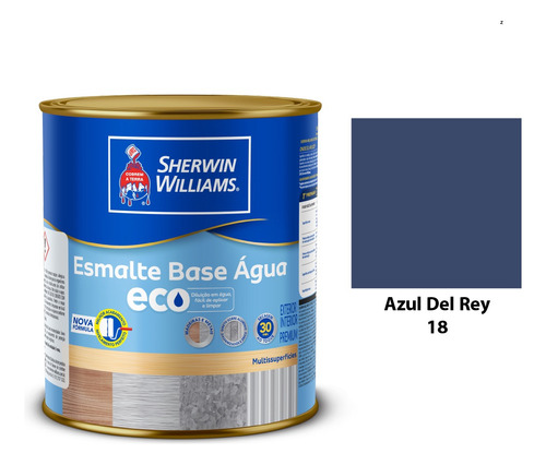 Esmalte Eco Base De Água Sherwin Williams 900ml Cores Cor Azul Del Rey