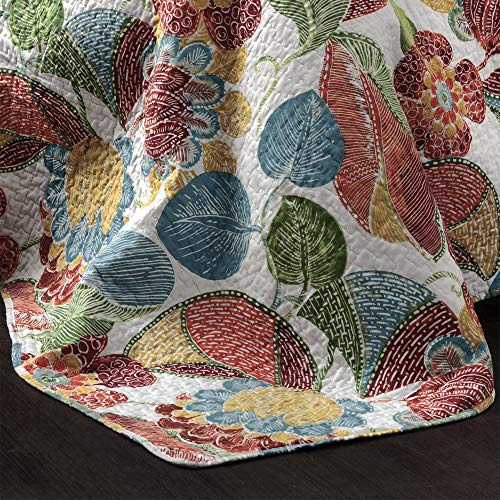 Colcha Reversible Tamaño King Diseño Floral Multicolor 3pz