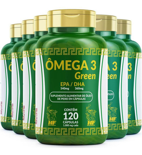 Kit 6 Omega 3 Oleo Peixe 1000mg 120 Cápsulas Epa 540 Dha 360