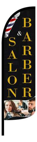 Bandera Publicitaria Salón Y Barbero (4x1) Completa Salon Y Barber