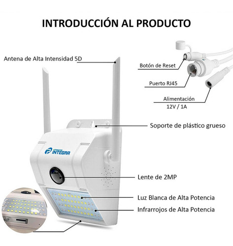 Reflector Camara Ip Wifi Exterior 180° Movimiento Alarma P2p