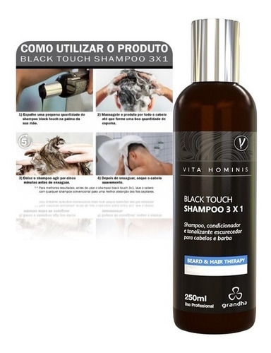 Shampoo Escurecedor Para Cabelo Grandha Black Touch 250ml