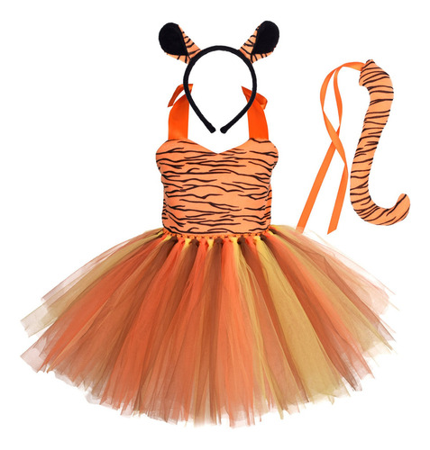 Animal World - Vestido Infantil De Vaca Y Tigre Con Diadema