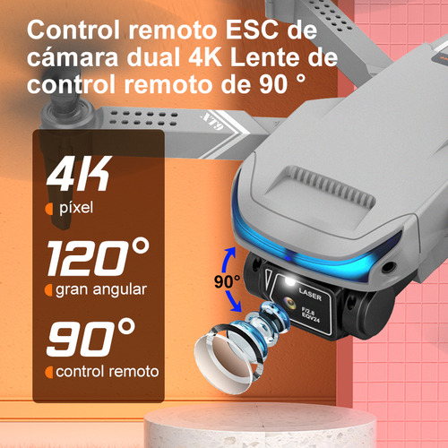Mini drone Axnen 4K XT9 3 Battery con dual cámara HD 2.4GHz 3 baterías Gris