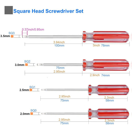 Skziri Juego Destornillador Cabeza Cuadrada 4 Tamaño Sq0