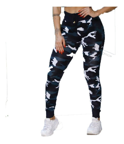 calça camuflada feminina preta