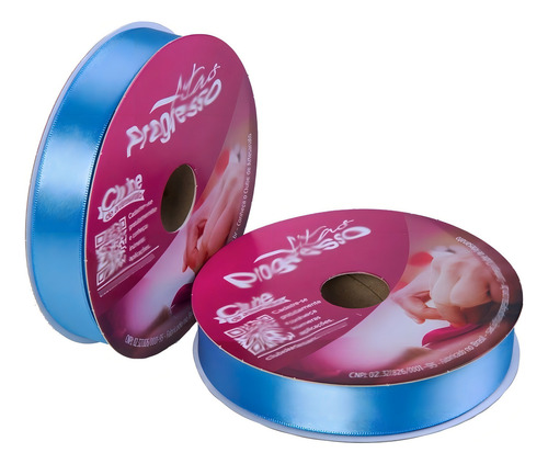 Fita De Cetim Progresso Diversas Cores N°3 15mm 50m - 1 Rolo Cor 246 - Azul Celeste