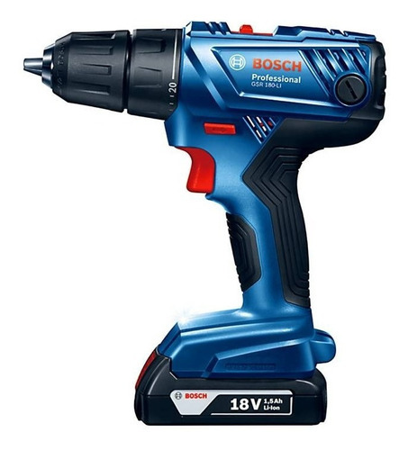 Taladro Atornillador Bosch Gsr 180 Li+2 Baterías + Cargador Color Azul